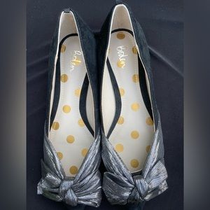Boden Vanessa Bow Shoes in Black/Gunmetal Size EU 38 US 7 1/2
